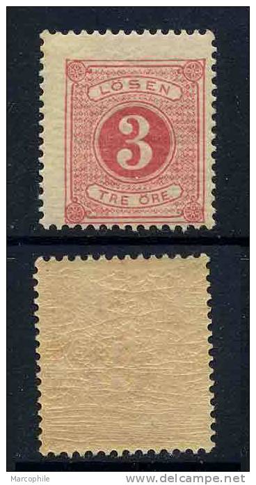 SUEDE / 1874 TIMBRE TAXE # 2A - 3 ö Rose * - Postage Due