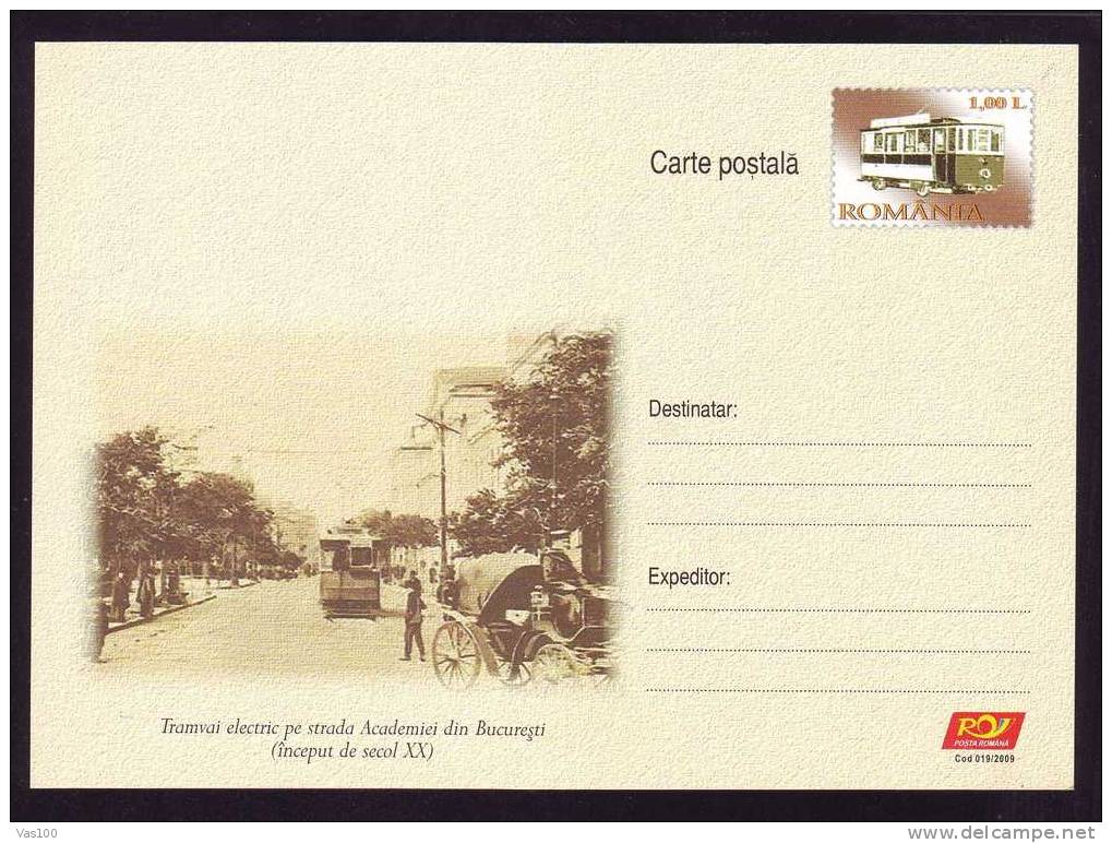 Ancien Tramway De Bucarest – Old Electric Street Tramway Of Bucharest On Stationery Postcard. Tram - Tranvías