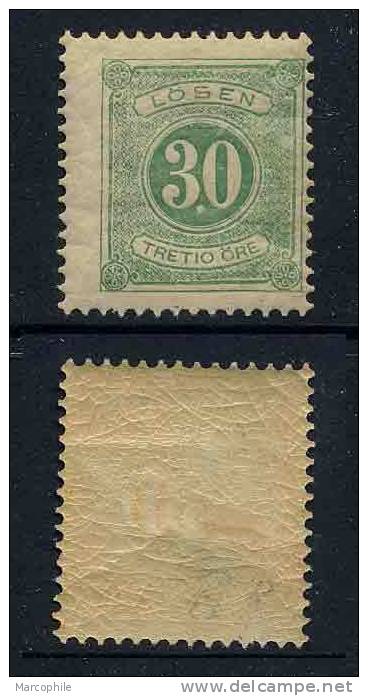 SUEDE / 1874 TIMBRE TAXE # 8A - 30 ö Vert * - Taxe