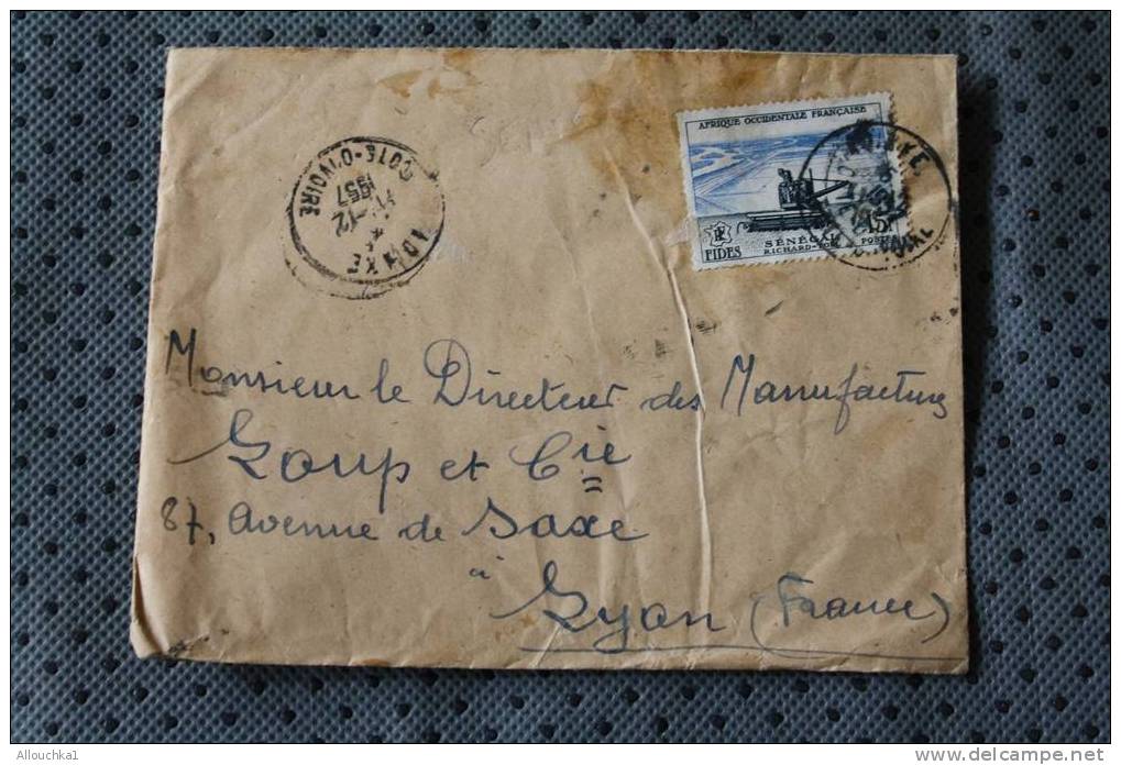 COTE D' IVOIRE  EX AFRIQUE OCCIDENTALE FRANCAISE MARCOPHILIE ENVELOPPE LETTRE PAR AVION AFF TIMBRE SEUL - Covers & Documents