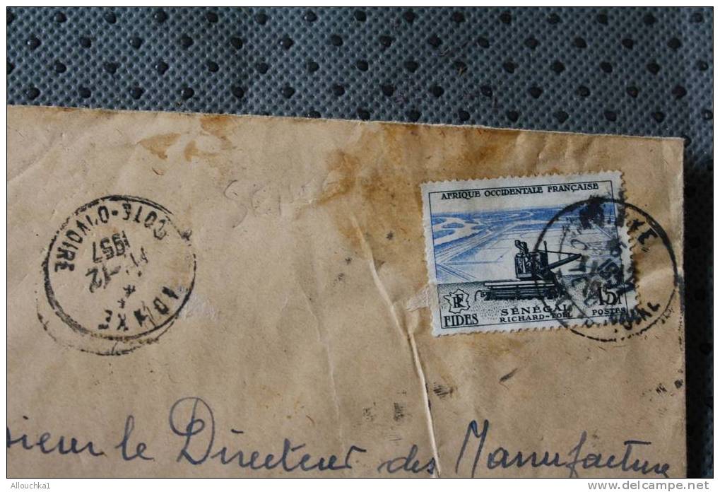 COTE D' IVOIRE  EX AFRIQUE OCCIDENTALE FRANCAISE MARCOPHILIE ENVELOPPE LETTRE PAR AVION AFF TIMBRE SEUL - Storia Postale