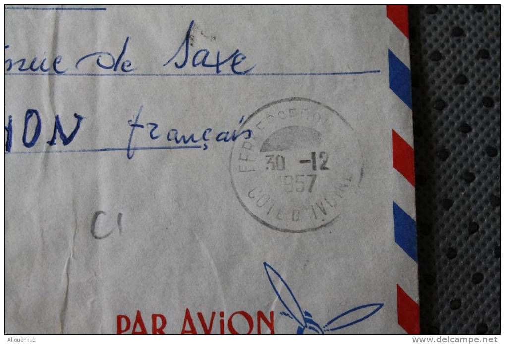 COTE D' IVOIRE: EX AFRIQUE OCCIDENTALE FRANCAISE MARCOPHILIE ENVELOPPE LETTRE AVION AFF TIMBRE SEUL - Storia Postale