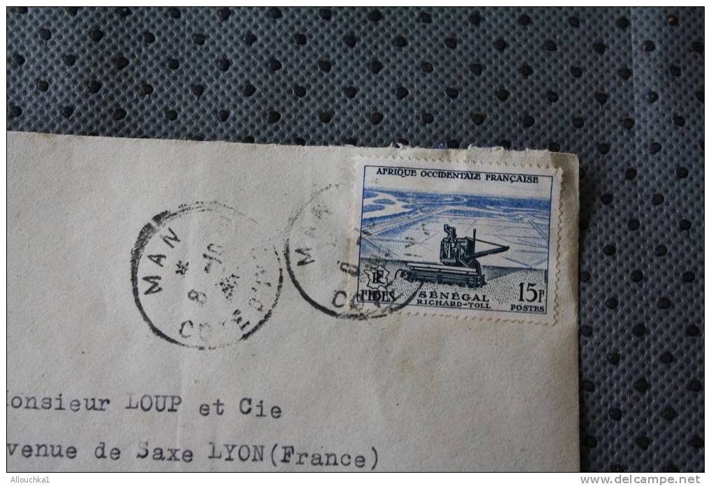 MAN...COTE D' IVOIRE: EX AFRIQUE OCCIDENTALE FRANCAISE MARCOPHILIE ENVELOPPE LETTRE AVION AFF TIMBRE SEUL - Cartas & Documentos