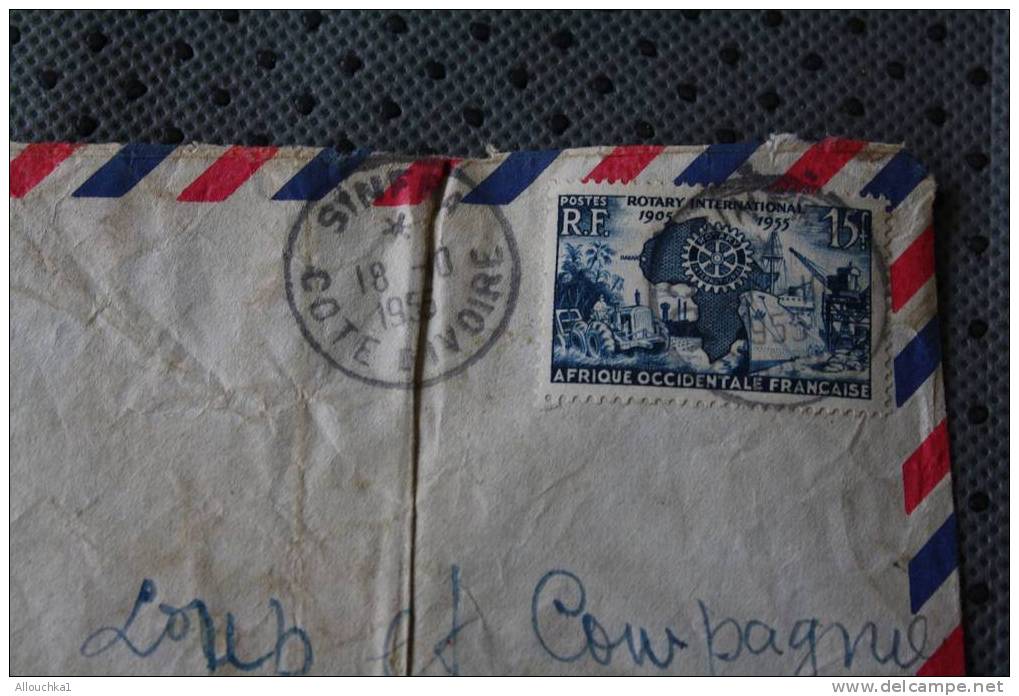 SINFRA COTE D' IVOIRE: EX AFRIQUE OCCIDENTALE FRANCAISE MARCOPHILIE ENVELOPPE LETTRE AVION ROTARY INTERNATIONAL 1905/55 - Briefe U. Dokumente