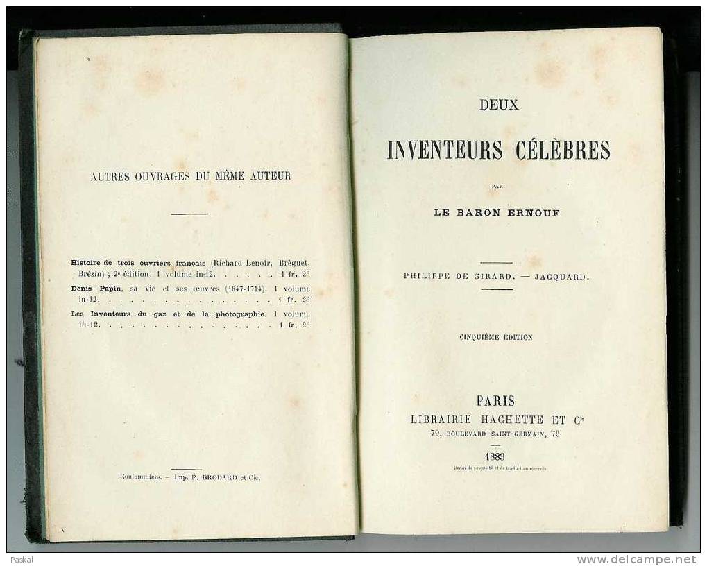 DEUX INVENTEURS CELEBRES Par Le Baron ERNOUF - 1883 - 1801-1900