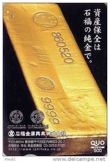 Carte Prépayée Japon - Lingot D´or - Japan Gold Coin Prepaid Card - Münze Gold Karte - 33 - Stamps & Coins