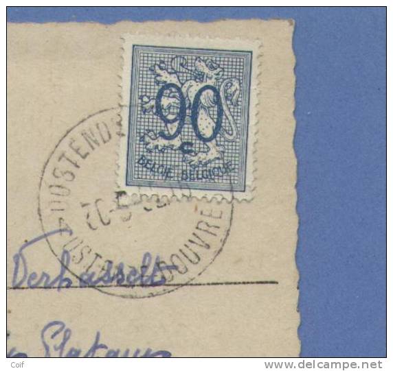 858 Op Kaart "AFVAART VAN MAILBOOT KONING ALBERT" Met Stempel OSTENDE-DOUVRES (paquebot) - 1951-1975 Heraldieke Leeuw