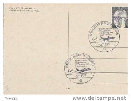 Germany-1971  Boeing 747 Inaugural Flight By Lufthansa Special Postmark - Airplanes