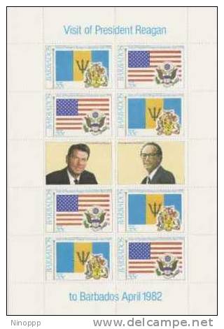 Barbados-Barbados-1982 Visit Of President Regan Sheetlet MNH Blue Printing - Barbados (1966-...)