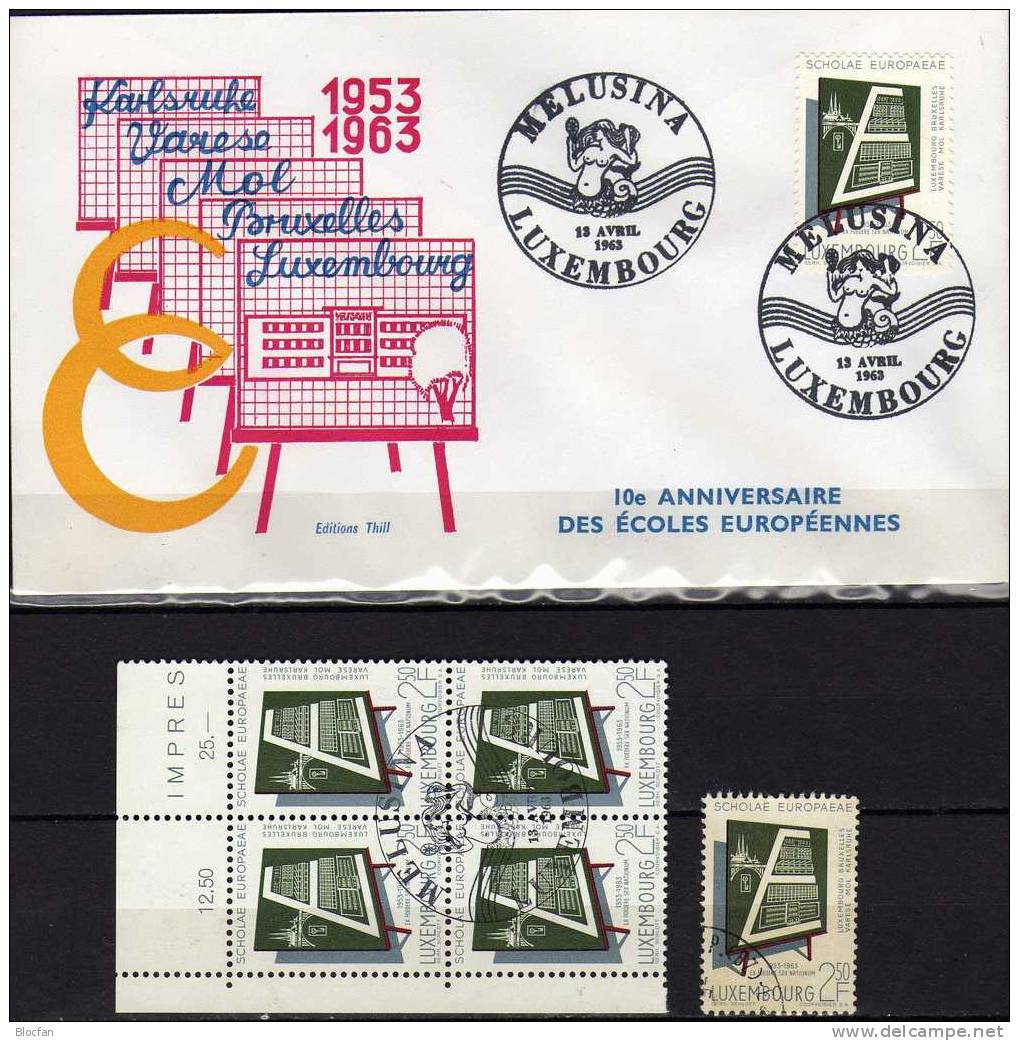 Europa-Schule Mit Schule In Melusina Luxemburg 666, 4-Block+ FDC SST 2€ - Gebruikt