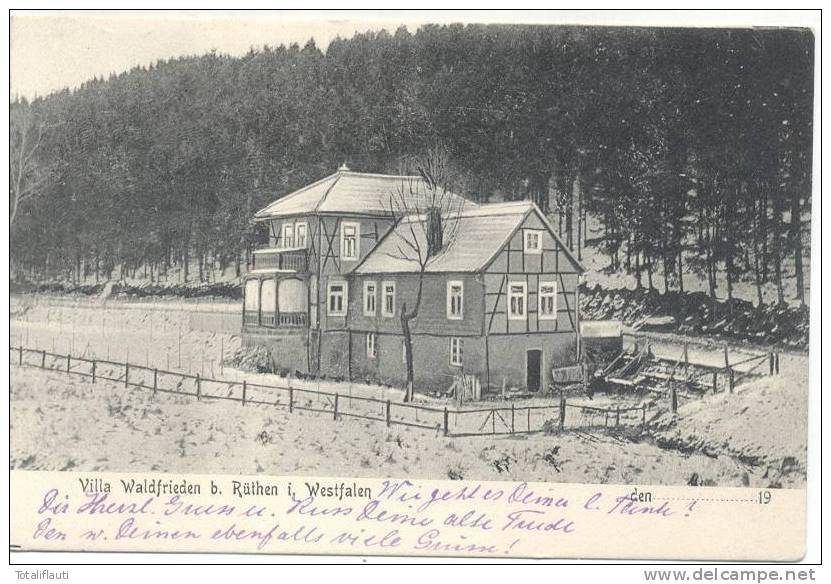 Rüthen Soest Villa Waldfrieden Winter Schnee 21.7.1912 Bahnpost Gelaufen - Soest