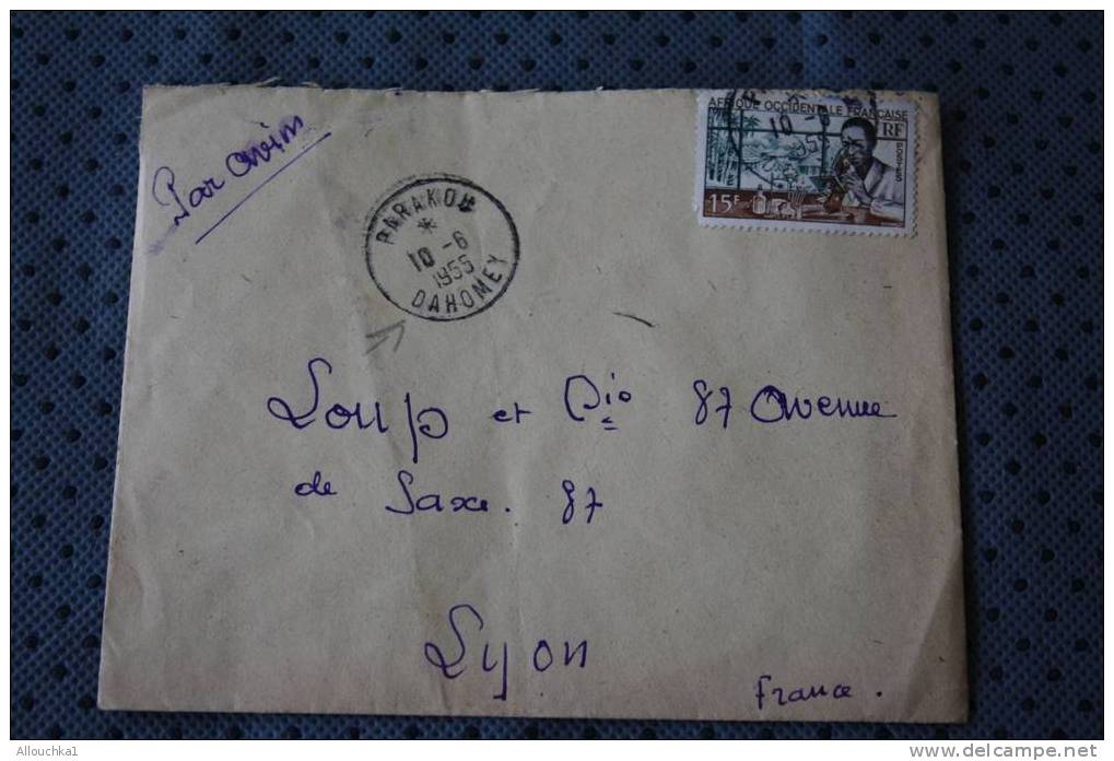 MILITARIA PARAKOU DAHOMEY AFRIQUE OCCIDENTALE  FRANCAISE ENVELOPPE MARCOPHILIE AFF TIMBRE SEUL SUR LETTRE AVION - Storia Postale