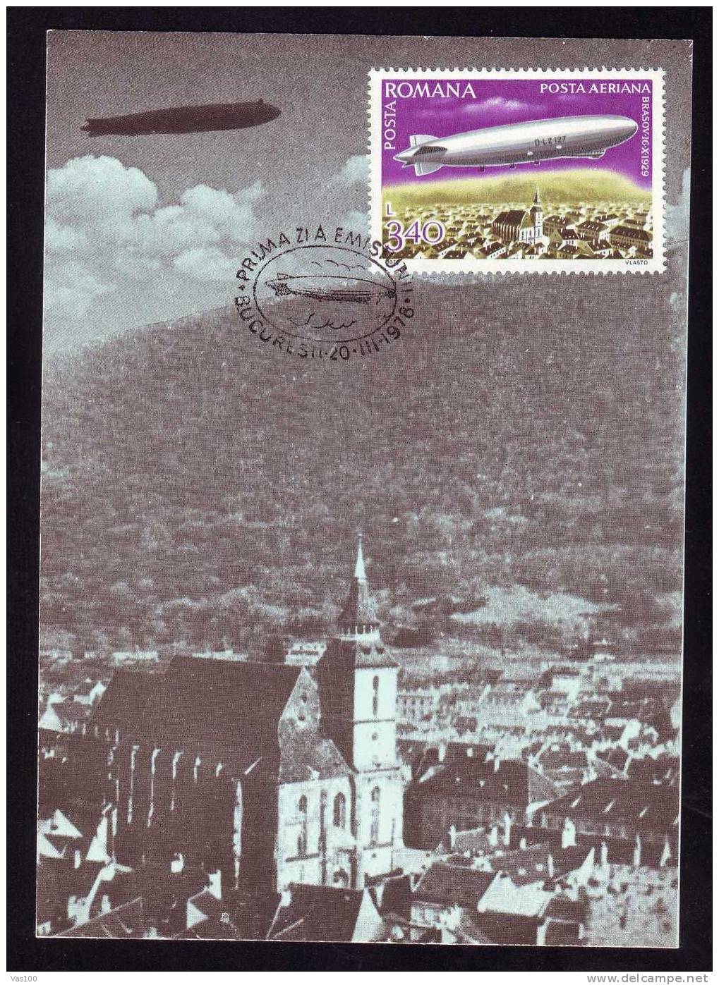 Dirigeable Zeppelin LZ 127: Brasov, Transylvanie 16.10.1929 – Carte Maxi 1er Jour Roumanie 1978. Airship - Zeppelins