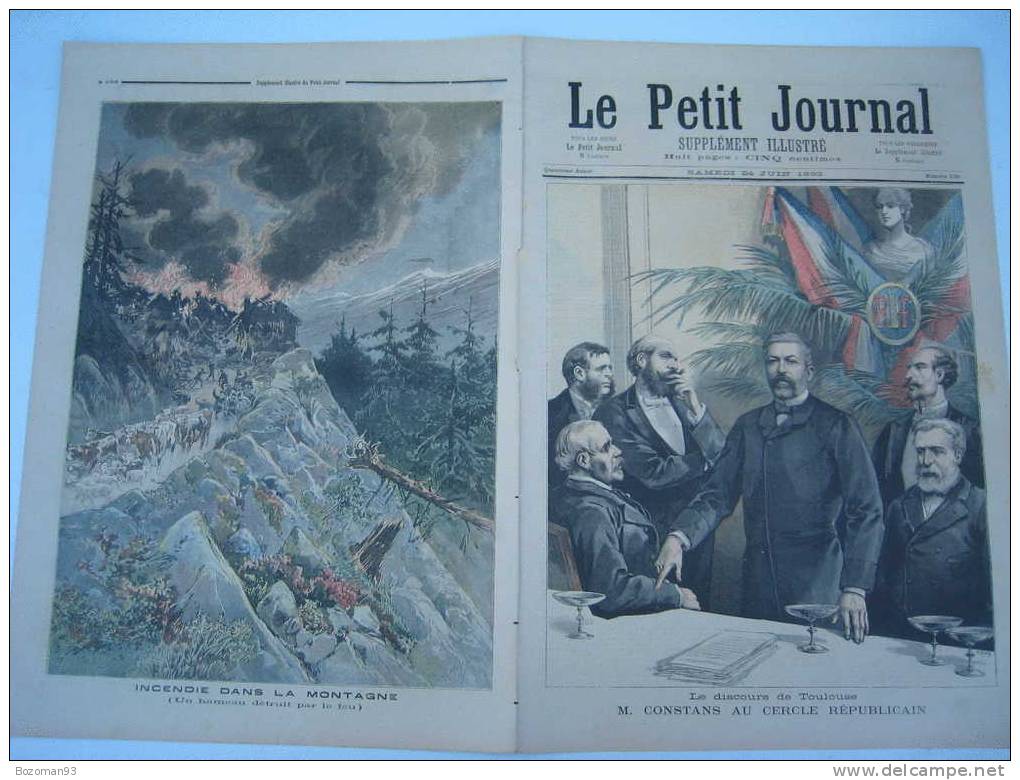 LE PETIT JOURNAL N° 0135 24/06/1893HAMEAU DE PONEY PRES D'ANNECY DETRUIT PAR LE FEU + M.CONSTANS AU CERCLE REPUBLICAIN - Le Petit Journal