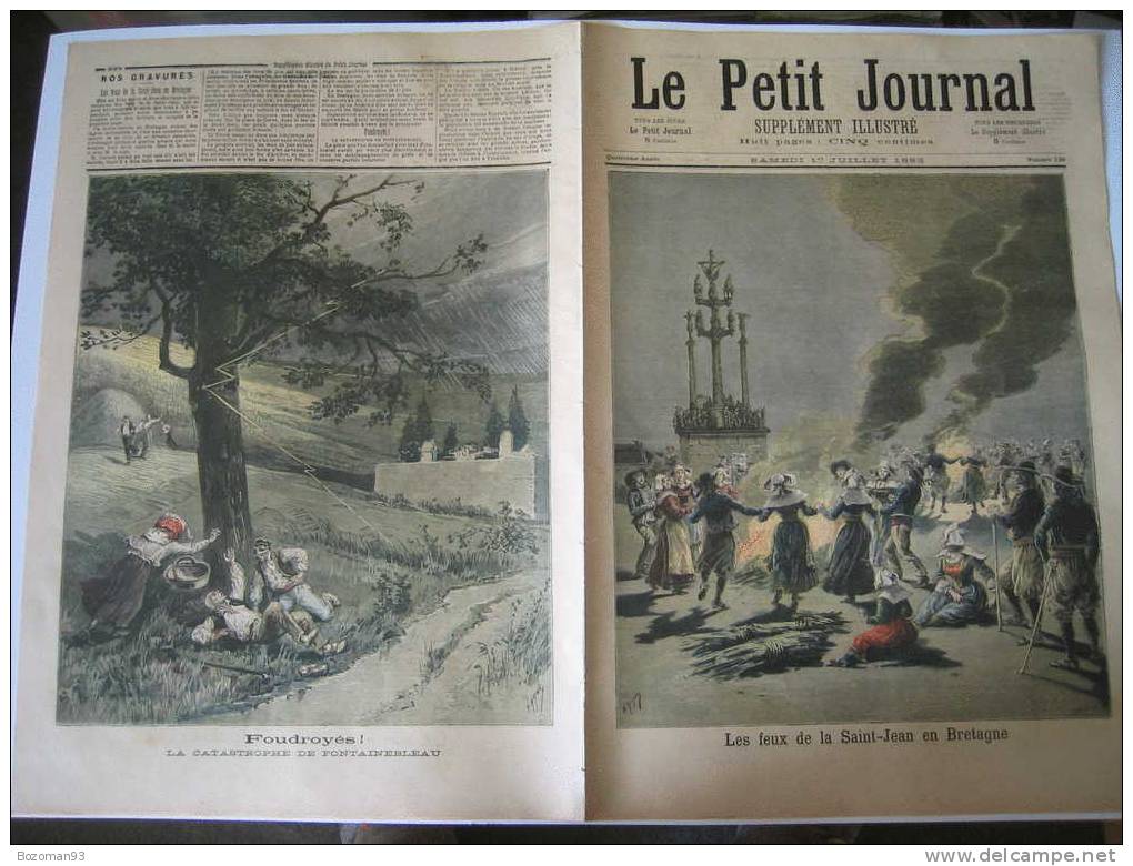 LE PETIT JOURNAL N° 0136 01/07/1893 LES FOUDROYES DE FONTAINEBLEAU + FEUX DE LA ST-JEAN EN BRETAGNE - Le Petit Journal