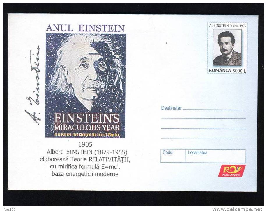 EINSTEIN Postal Stationery Cover, Romania Cod 031/2005 - Entier Postal PAP - Physique