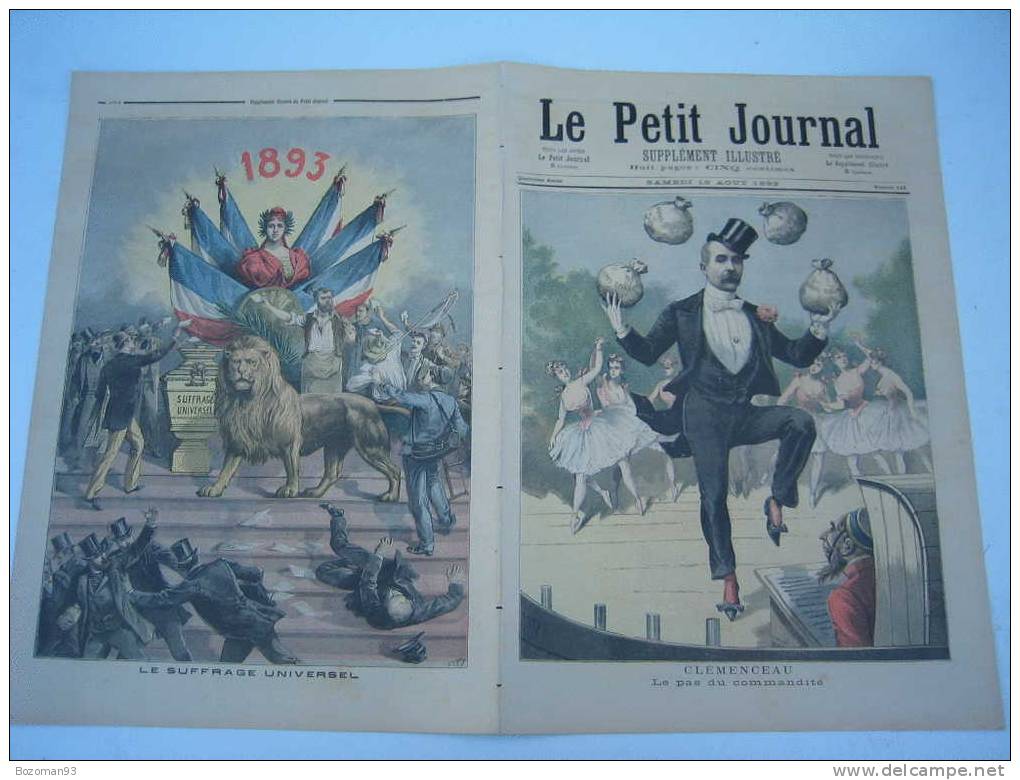 LE PETIT JOURNAL N° 0143  19/08/1893 LE SUFFRAGE UNIVERSEL + CLEMENCEAU - Le Petit Journal