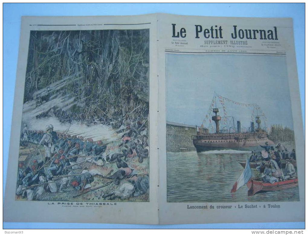 LE PETIT JOURNAL N° 0144  2608/1893 LANCEMENT DU CROISEUR LE SUCHET + LA PRISE DE THIASSALE EN AFRIQUE - Le Petit Journal