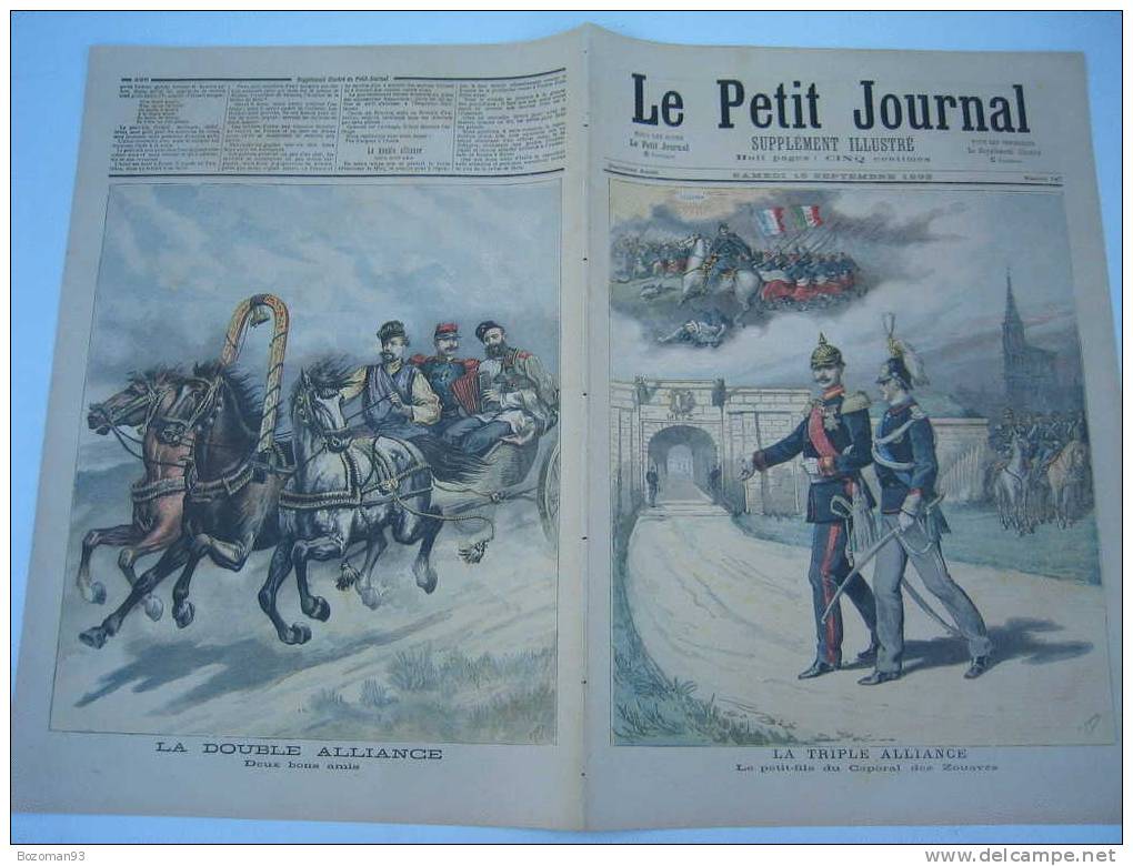 LE PETIT JOURNAL N° 0147  16/09/1893 LA TRIPLE ET LA DOUBLE ALLIANCE - Le Petit Journal