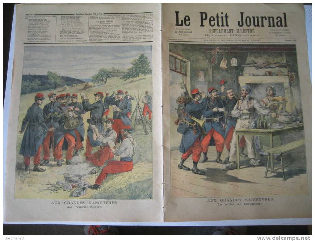 LE PETIT JOURNAL N° 0148  23/09/1893 LE BILLET DE LOGEMENT ET LE VAGUEMESTRE AUX GRANDES MANOEUVRES - Le Petit Journal
