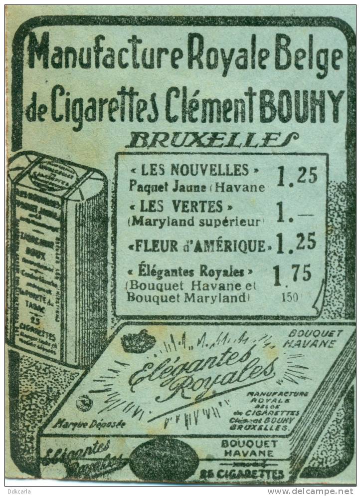 Reclame Uit Oud T.C.B. Magazine 1925 - Bruxelles - Manufacture Royale Belge De Cigarettes Clément BOUHY Sigaretten - Documentos