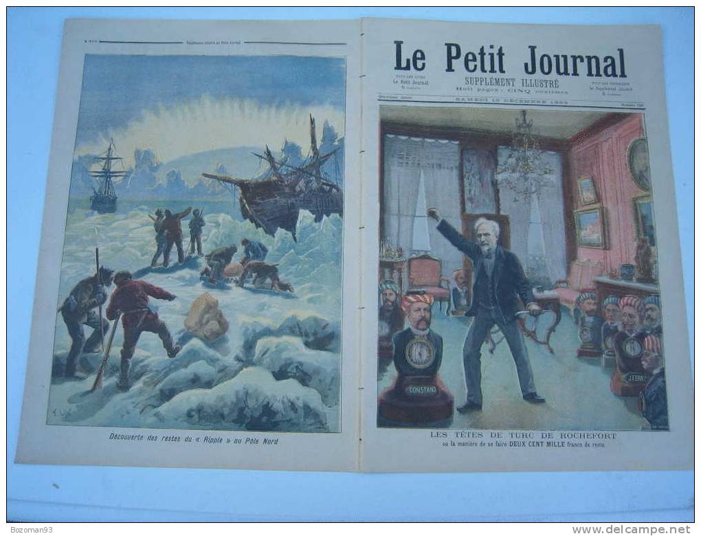 LE PETIT JOURNAL N° 0160  16/12/1893 DECOUVERTE DU RIPPLE DANS LES GLACES DU POLE NORD + LES TETES DE TURC DE ROCHEFORT - Le Petit Journal