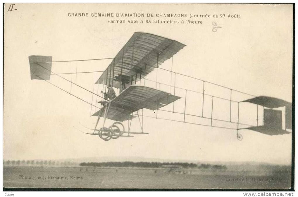 Gde Semaine D'Av. Champagne.  Farman Vole à 65 Km/h.. 27 Août 1909 - Meetings