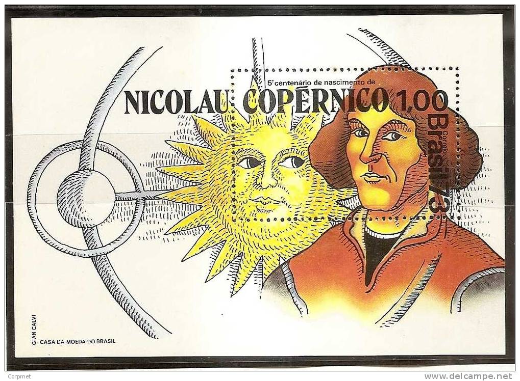 ASTRONOMY - NICOLAU COPERNICO - 1973 BRASIL  SOUVENIR SHEET Yvert # 32 - MINT (NH) - Astronomie