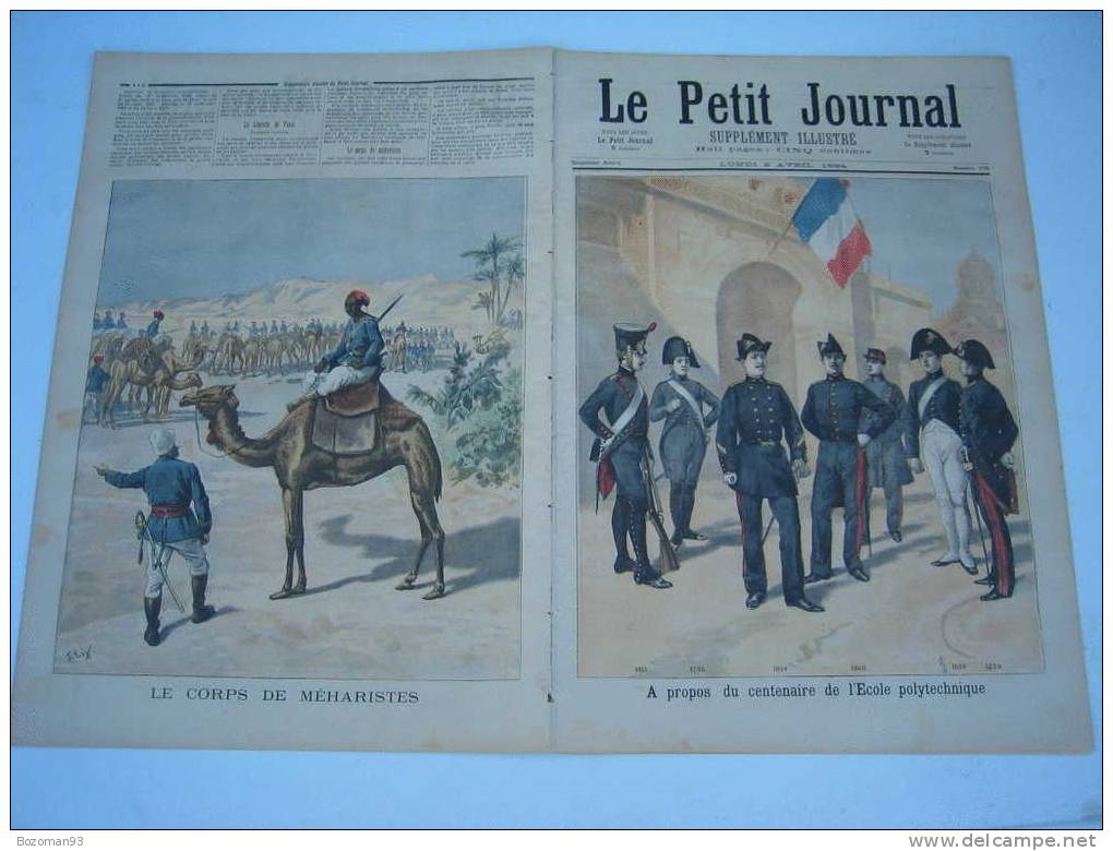 LE PETIT JOURNAL N° 0176 02/04/1894 CENTENAIRE DE L'ECOLE POLYTECHNIQUE + LE CORPS DE MEHARISTES - Le Petit Journal