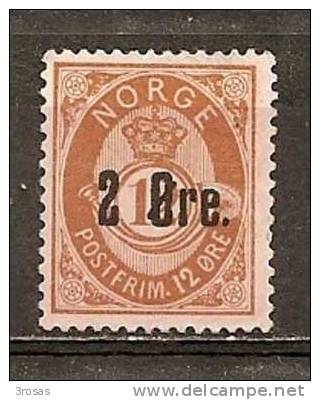 Norvege Norway 1888 Surcharge Obl - Gebraucht