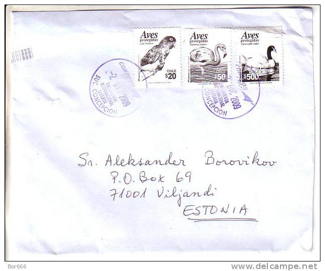 GOOD CHILE  Postal Cover To ESTONIA 2009 - Good Stamped: Birds - Chile