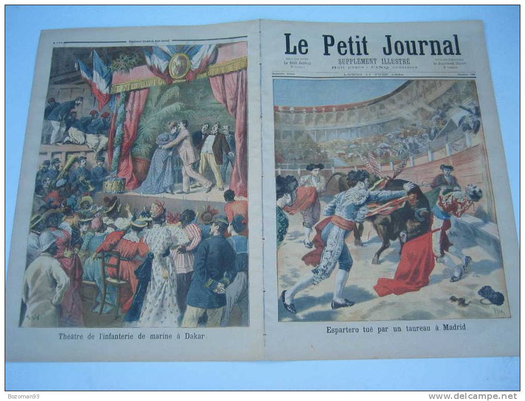LE PETIT JOURNAL N° 0186 11/06/1894 LE TORERO ESPARTERO TUE A MADRID + THEATRE A DAKAR - Le Petit Journal
