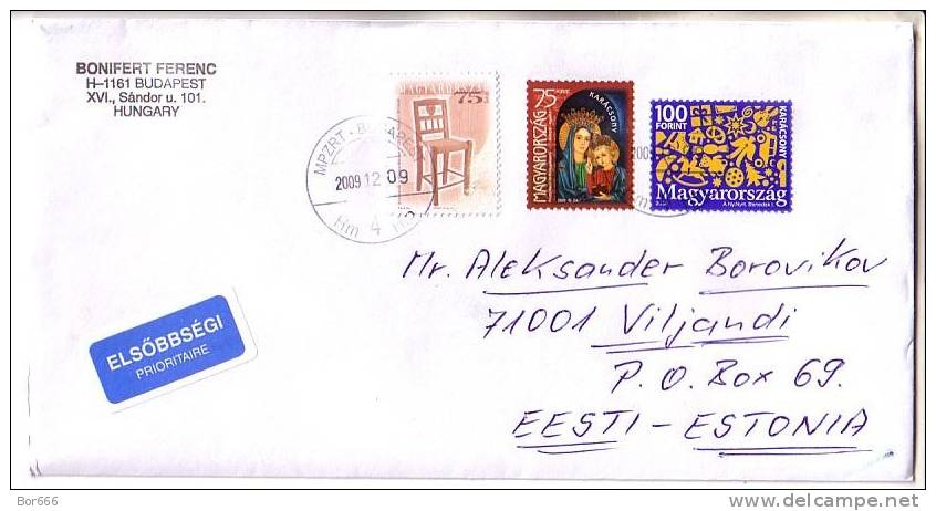 GOOD HUNGARY Postal Cover To ESTONIA 2009 - Good Stamped: Christmas - Brieven En Documenten