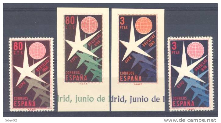 ES1220-2278TA-R38.España. Spain.Espagne.EXPOSICION  DE BRUSELAS 1958 (Ed 1220/2-1222/23sh**) Sin Charnela LUJO - Astrologie