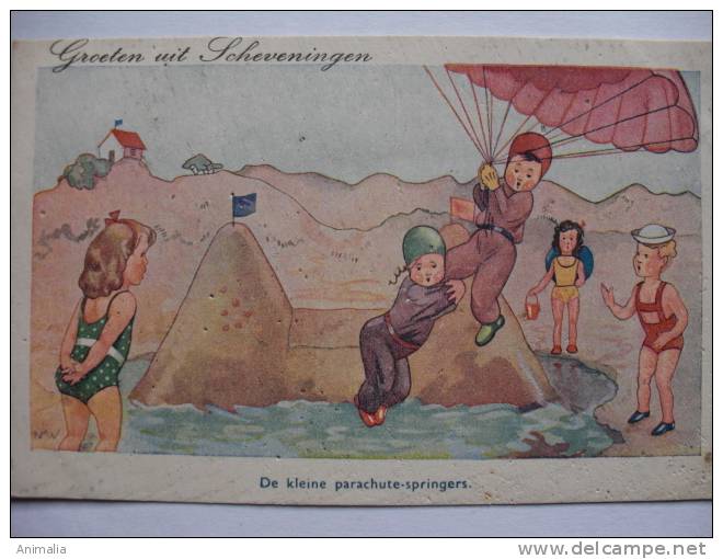 Groeten Uit Scheveningen Enfants Parachutistes Sur  La Plage - Parachutting