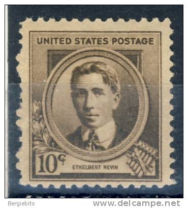 1940 United States 10 Cents Famous Composers " Ethelbert Nevin" VF MH - Unused Stamps