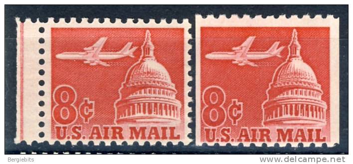 1962  United States 8 Cent  Jet Over Capitol  Airmail  Stamps Regular & Coil  VF MNH - Coils (Plate Numbers)