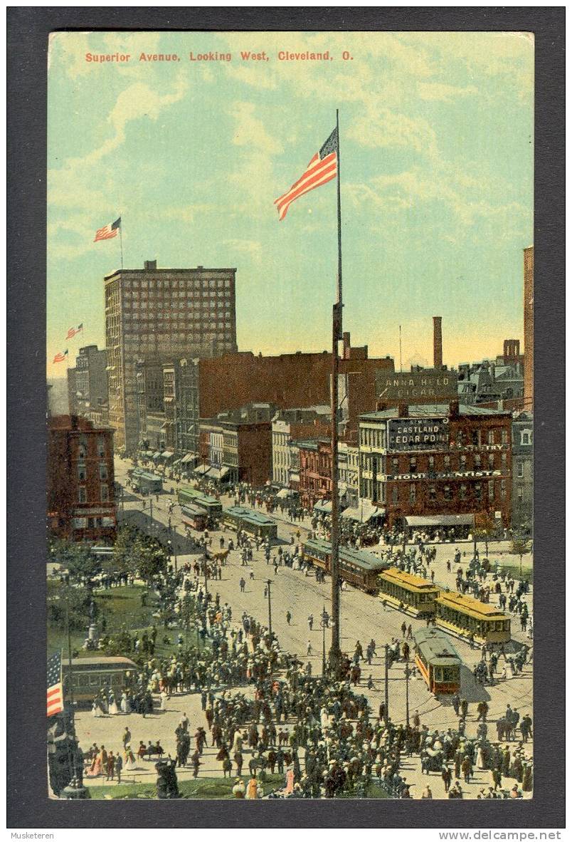 United States OH - Superior Avenue, Looking West, Cleveland Tram Tramways - Cleveland