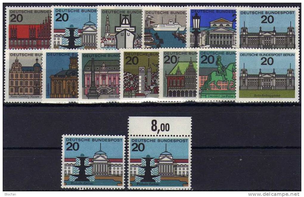 Wiesbaden Brunnen Mit PF BRD 416/27 Plus 420 I ** 49€ Im Vergleich 1964 Set Hauptstädte Bundesrepublik Deutschland - Abarten Und Kuriositäten