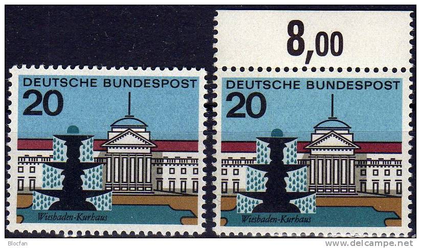 Wiesbaden Brunnen Mit PF BRD 416/27 Plus 420 I ** 49€ Im Vergleich 1964 Set Hauptstädte Bundesrepublik Deutschland - Errors & Oddities