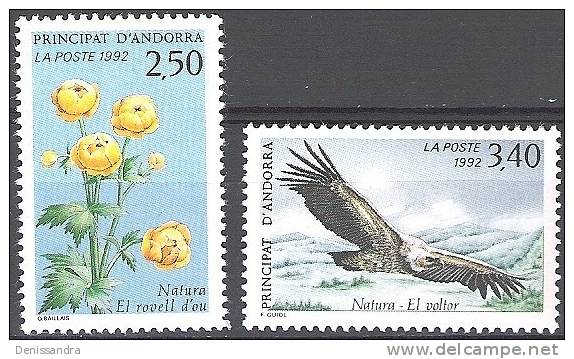 Andorre Français 1992 Michel 441 - 442 Neuf ** Cote (2008) 3.80 Euro Bouton D'or - Vautour - Neufs