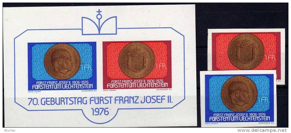 Fürst Franz Josef II.Liechtenstein 649/0,ZD+Block 10 ** 6€ Münzen Porträt Wappen Bloque Hb M/s Coins Sheet Bf Fürstentum - Monete