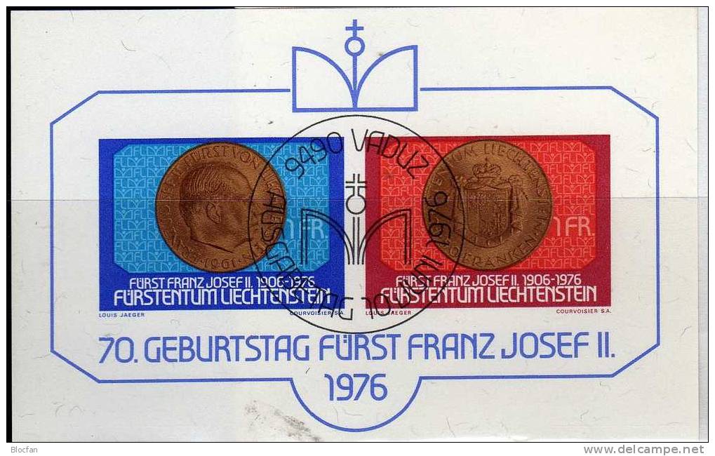 Münzen Porträt/Wappen Auf Briefmarken Liechtenstein 649/0,ZD+Block 10 O 6€ Bloque Blocs Hb M/s Coins Sheet Bf Fürstentum - Liechtenstein