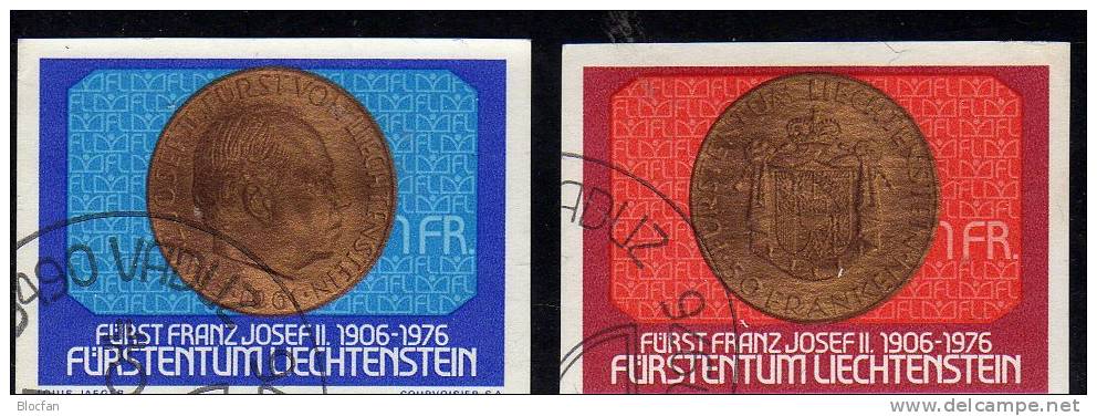 Münzen Porträt/Wappen Auf Briefmarken Liechtenstein 649/0,ZD+Block 10 O 6€ Bloque Blocs Hb M/s Coins Sheet Bf Fürstentum - Liechtenstein