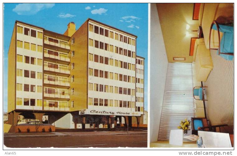 Century House Motel Hotel, Seattle WA, C1950s 1960s Vintage Chrome Postcard, Room Interior With Television - Seattle