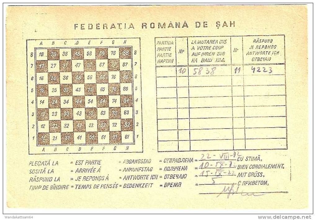 AK Sah Prin Corespondentja Schach 16. Sep 72-13 Rumanien Nach Weinfelden In Der Schweiz Mit Rehen Und Luchs Briefmarken - Echecs