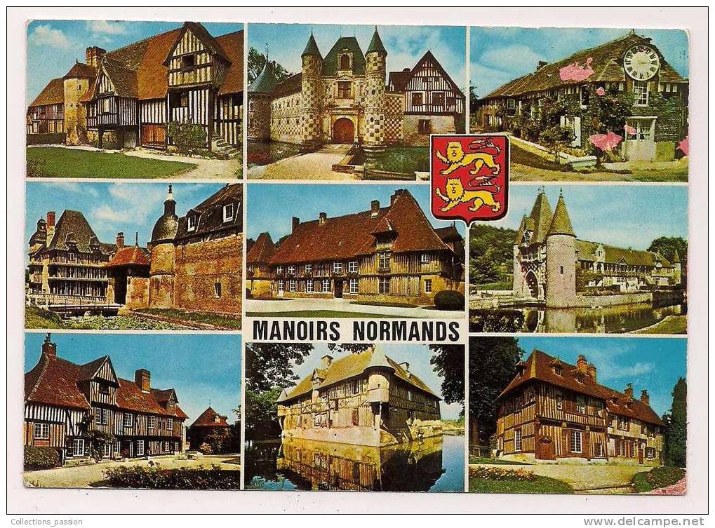 Cp , NORMANDIE , Manoirs NORMANDS , Voyagée 1974 , Blason - Haute-Normandie