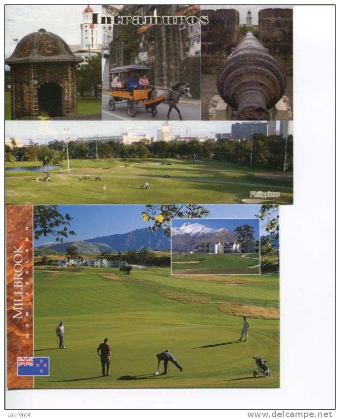 (0119) - 2 X Golf Postcard - Milbrook & Intramuros - Golf