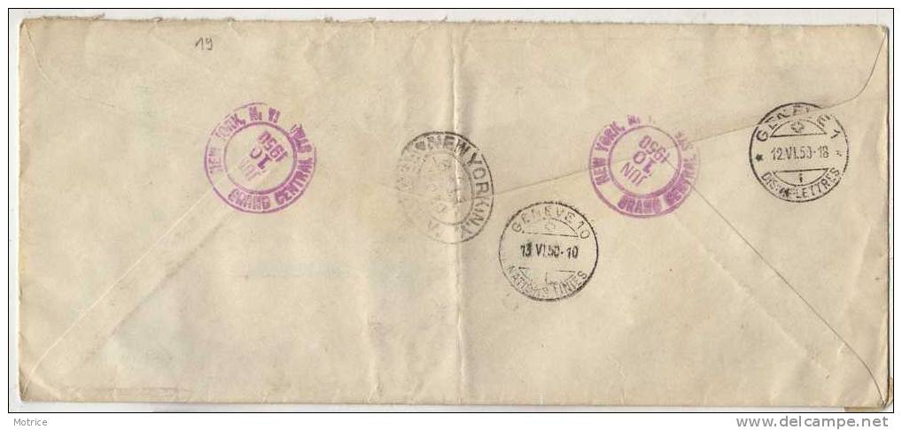 ENVELOPPE Etats Unis; 1950; De Nombreux Cachets (New York Vers Geneve). - Lettres & Documents