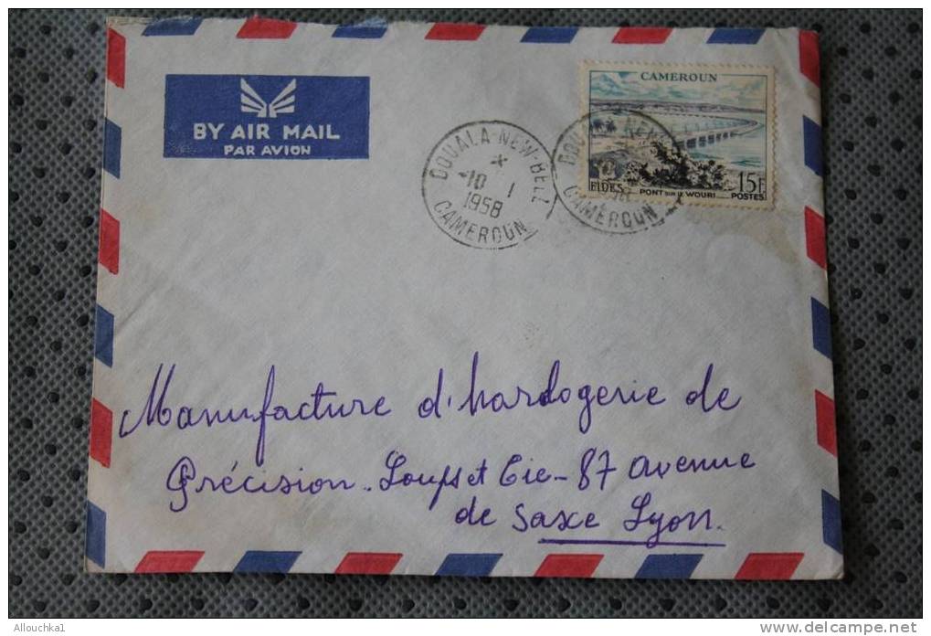 DOUALA CAMEROUN EX COLONIE FRANCAISE MARCOPHILIE  ENVELOPPE LETTRE AVION AFF TIMBRE SEUL - Covers & Documents